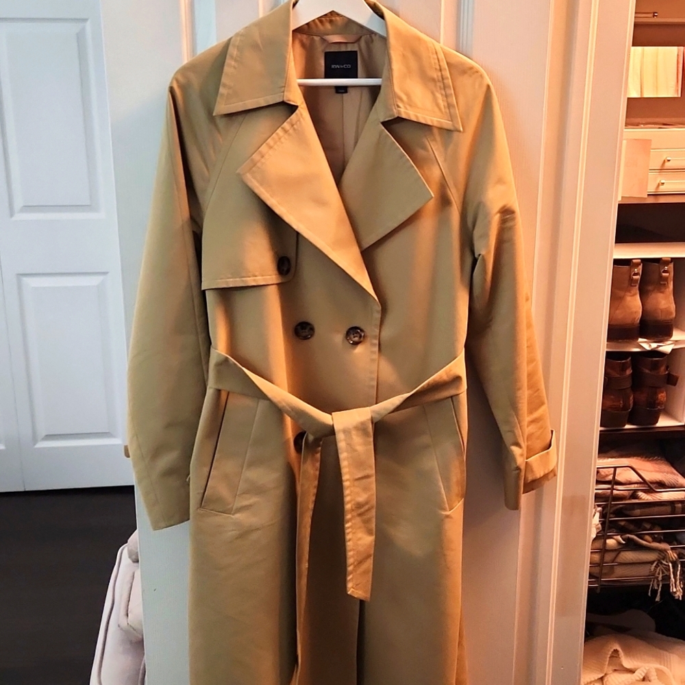 tan rain coat
